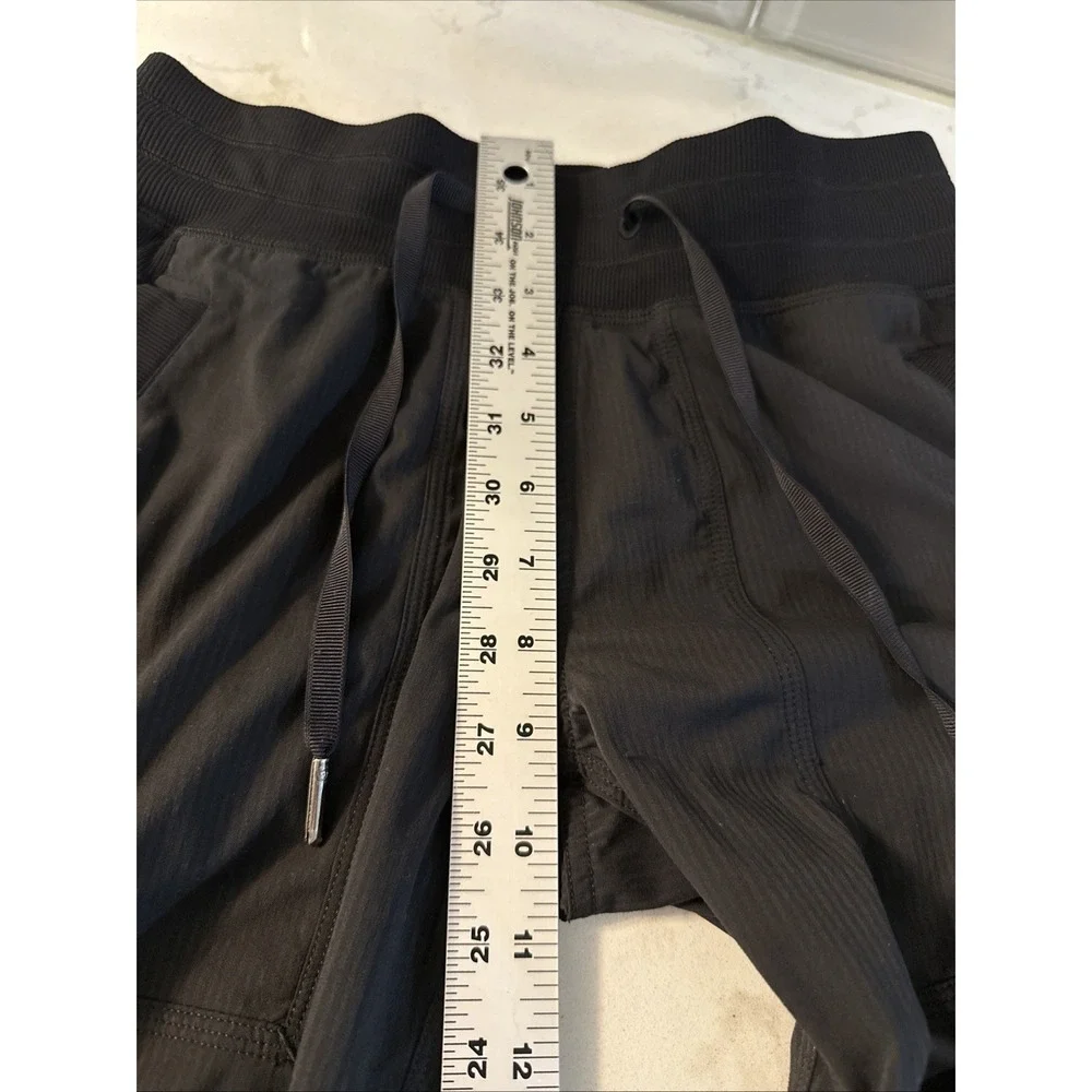 Lululemon Womens Dance Studio Black Elastic Waist Pants Size 4 Mid Rise Athletic